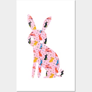 Bunny Hop: A Delightful Pattern of Playful Bunnies Posters and Art